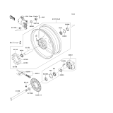 KAWASAKI, ZR1000C7F 2007,ZR1000C8F 2008,ZR1000C9F 2009, REAR HUB