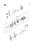 KAWASAKI, ZX750-F1 1987,ZX750-F2 1988,ZX750-F2A 1988,ZX750-F3 1989, GEAR CHANGE DRUM/SHIFT FORK(S)