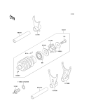 KAWASAKI, ZX600-E1 1993,ZX600-E2 1994,ZX600-E3 1995, GEAR CHANGE DRUM/SHIFT FORK(S)
