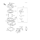 KAWASAKI, KX100-A1 1989,KX100-A2 1990, CYLINDER HEAD/CYLINDER